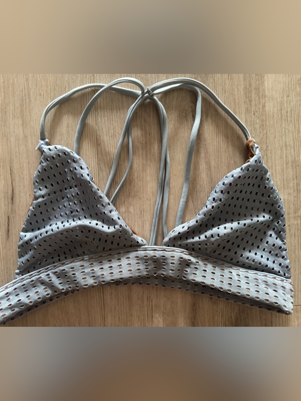 acacia swimwear Light Gray mesh Triangle Bikini Top, used once